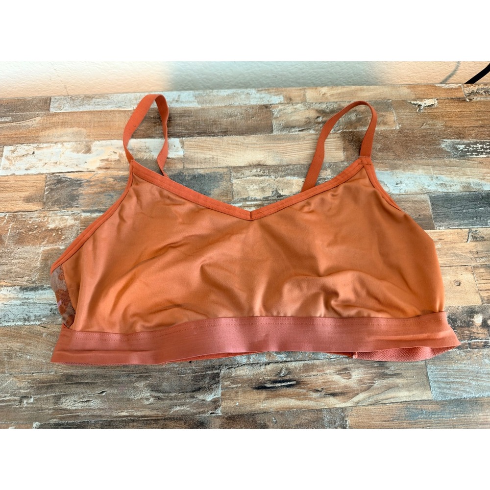 OFFLINE by Aerie Real Me Mesh Back Sports Bra Rust Orange Leopard Print Large